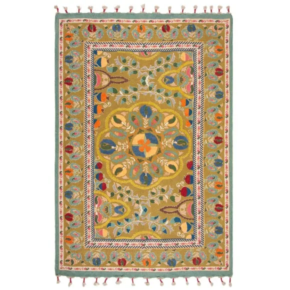 Rani Embroidered Floral Rug 5