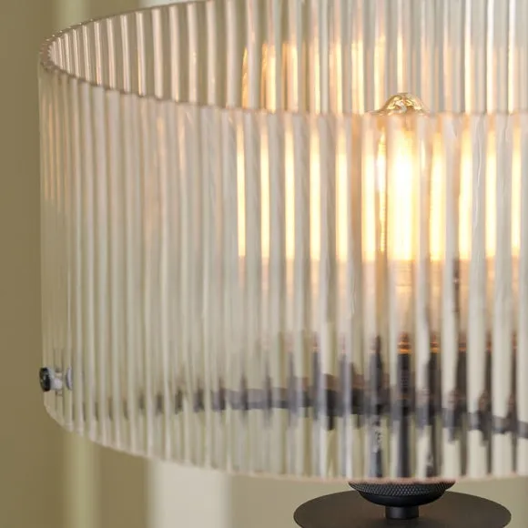 Pacific Lifestyle Clara Ribbed Glass Metal Round Table Lamp 5