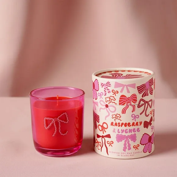 Raspberry Blossom Raspberry & Lychee Bow Candle