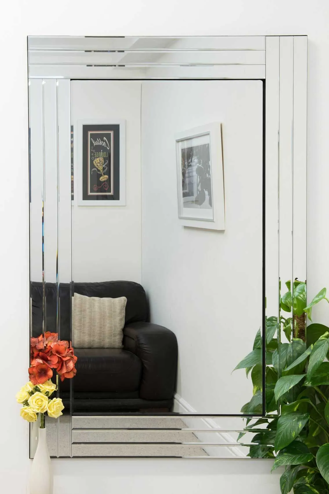 MirrorOutlet Oakley All Glass Triple Edge Bevelled Large Dress Mirror 120 x 80 CM in Silver 2