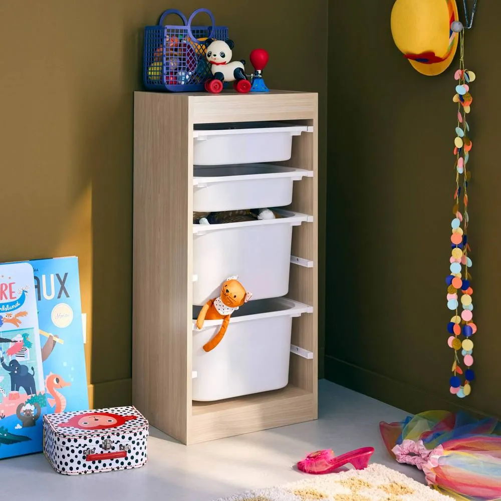 sweeek Children's storage unit with 4 storage bins in Beige 3