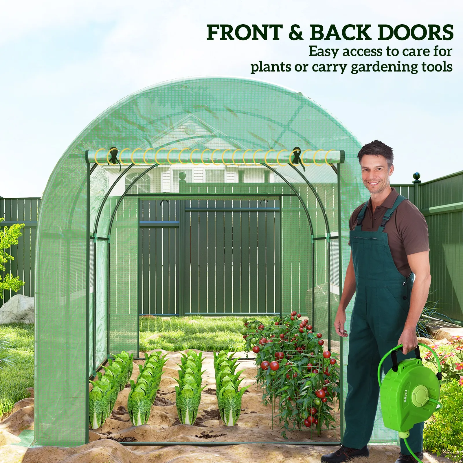 OUTSUNNY Polytunnel Greenhouse with UV-resistant PE Cover, Grow House, 3 x 2 x 2m in Green 5