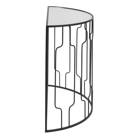 Caprisse Mirrored Glass Half Moon Console Table 3