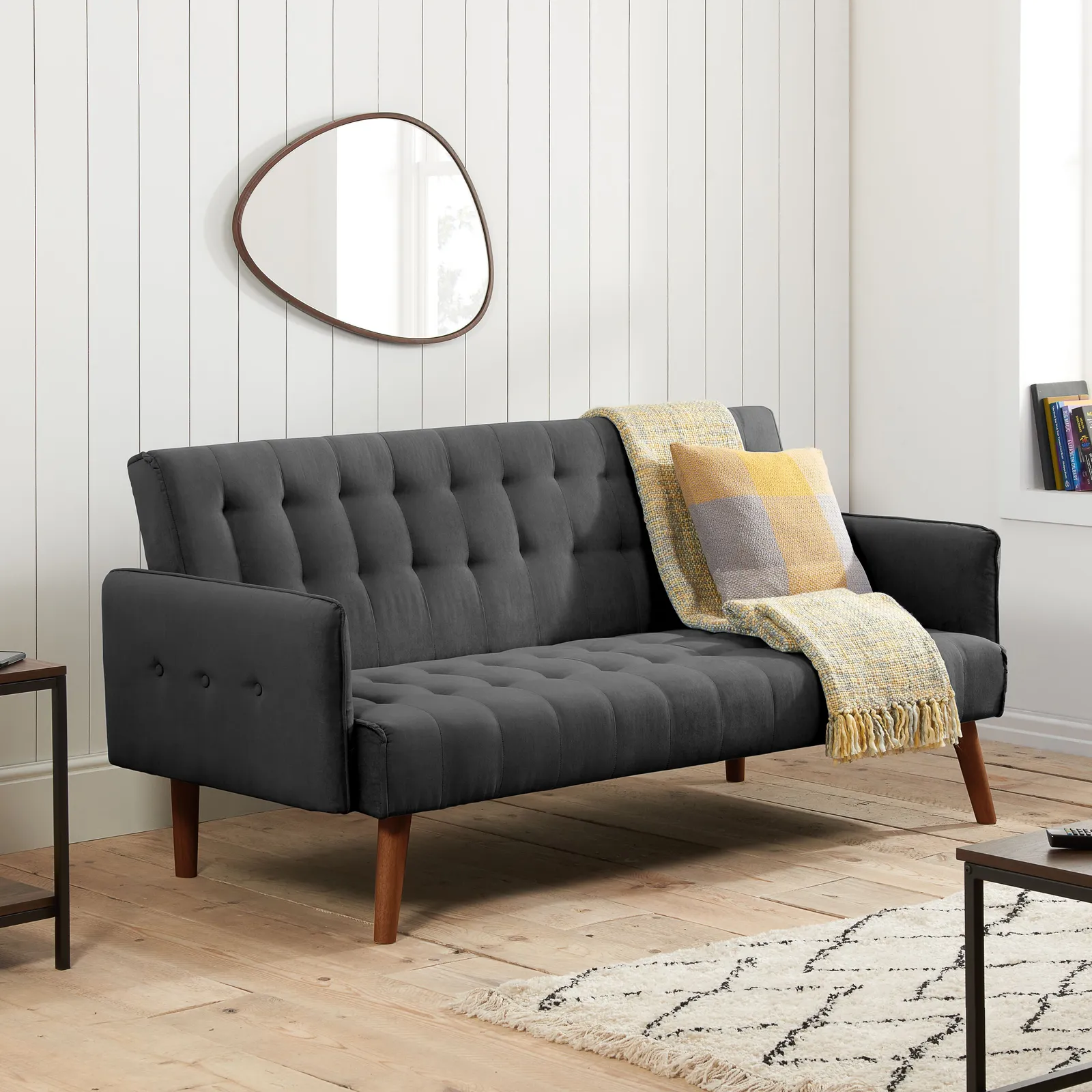 Birlea Grey Fabric Sofa Bed Hudson Bed Settee Contemporary in Charcoal