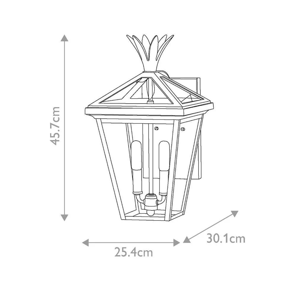 Netlighting Palma 2 Light Medium Outdoor Wall Lantern Black IP44 2