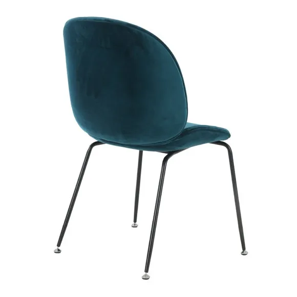 Fusion Living Luxurious Velvet Dining Chair with Black Metal Legs 5