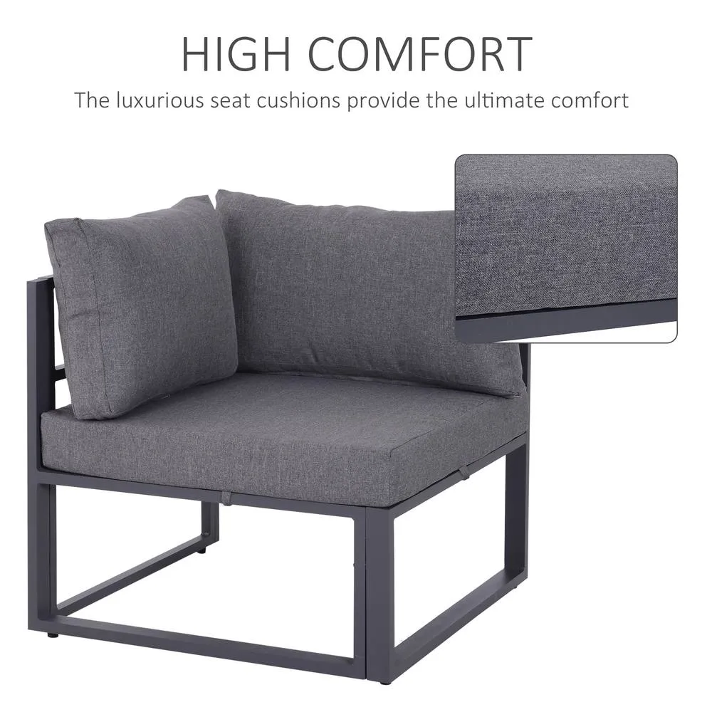 OUTSUNNY 6Pcs Outdoor Sectional Sofa Set Conversation Aluminum Frame in Grey 5