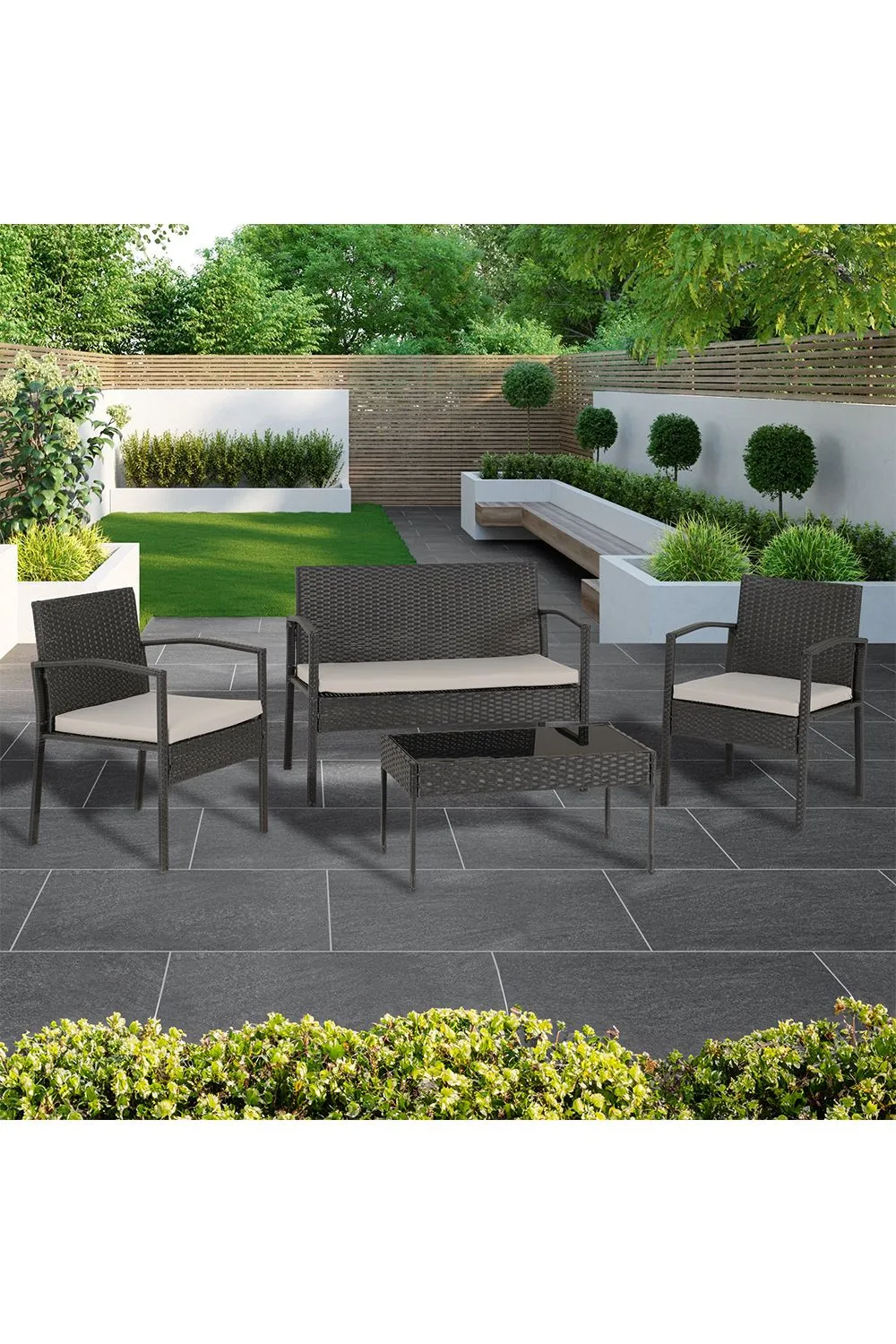 Seconique Cedar 4pc Garden Set in Black
