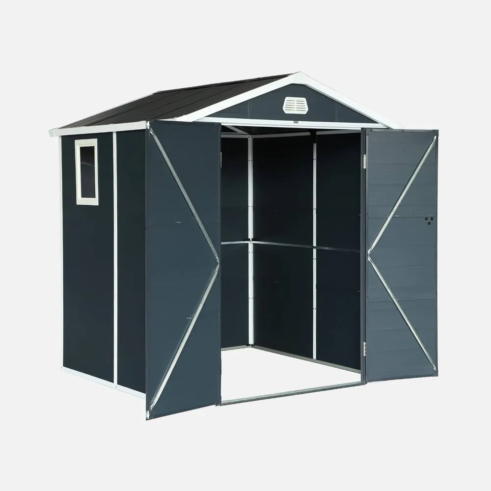 sweeek 3.65 M² Plastic Garden Shed in Dark Grey 3