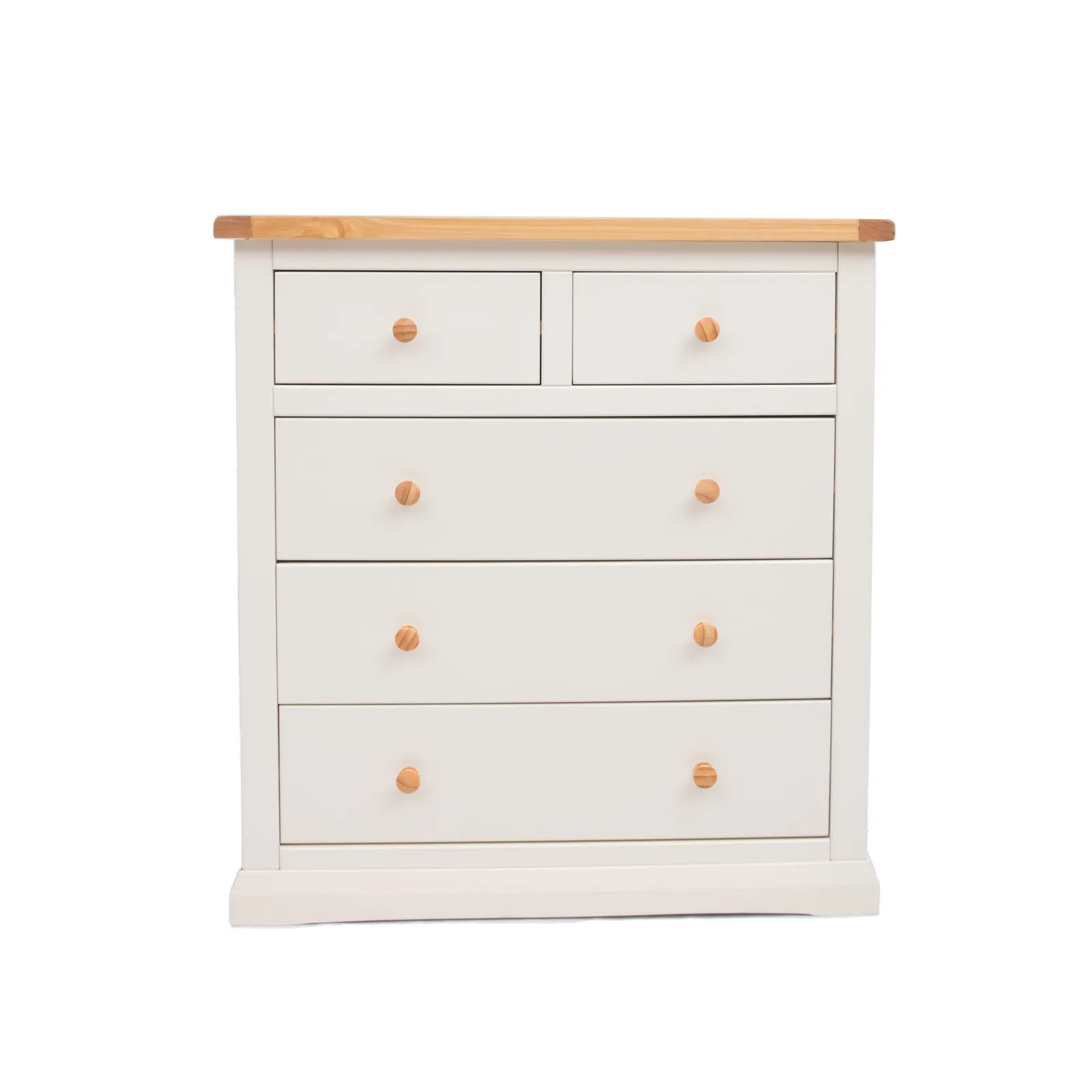 Cabinet Bits Castelli 5 Drawer Chest of Drawers Wood Knob in Off-White