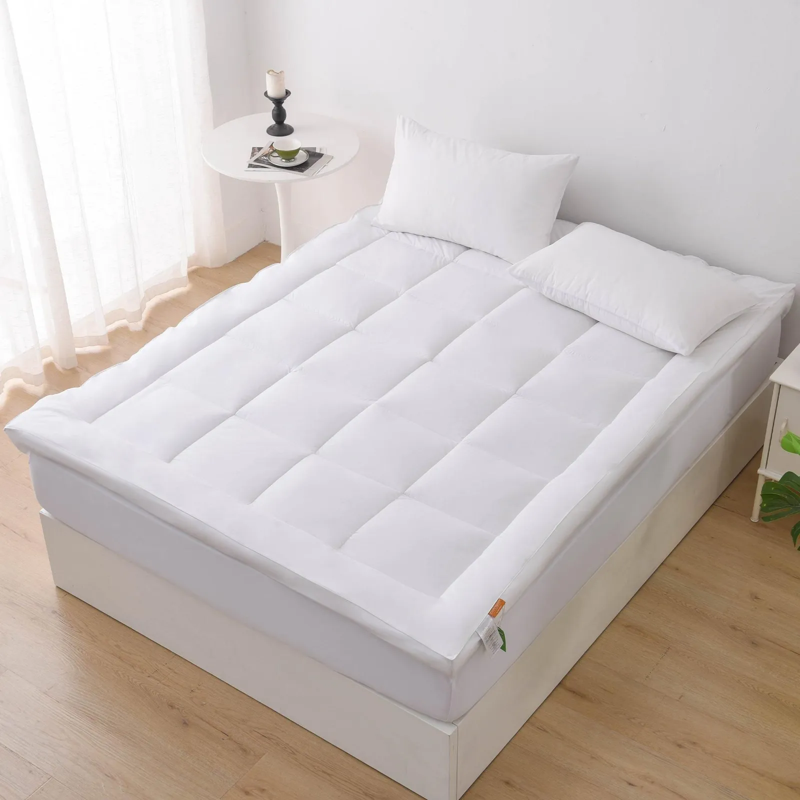 Glamhaus Luxury Mattress Topper Fitted Skirt - Oeko Tex 100 & Silvadur - King in White