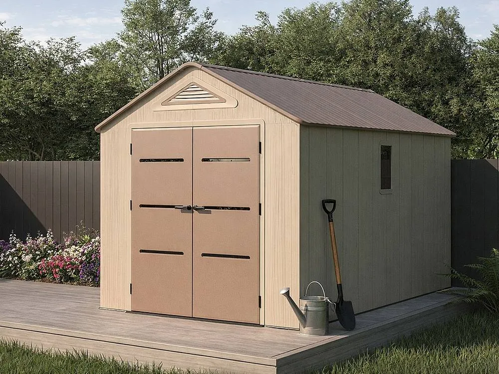 Vente-unique Beige & Brown Resin Garden Shed 9.5 M² With Floor - 22 Mm Thickness 3