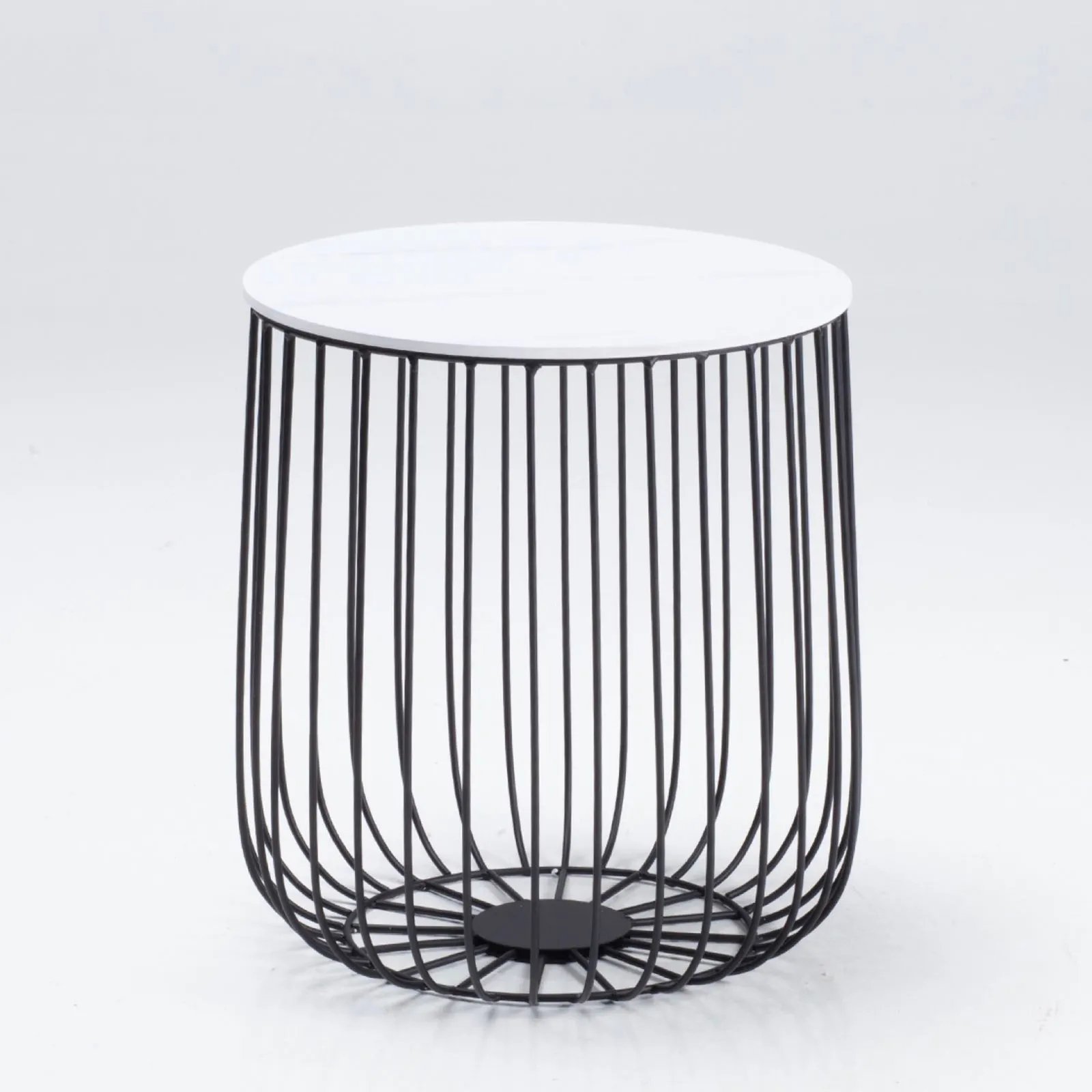 Enzo Marble Effect Side Table Black and white