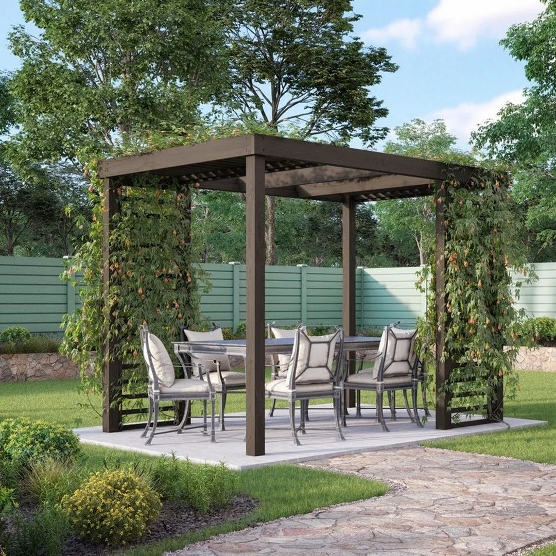 Rutland County Garden Furniture Ltd Panel Pergola - Wood - L300 x W420 cm - Rustic Brown 3