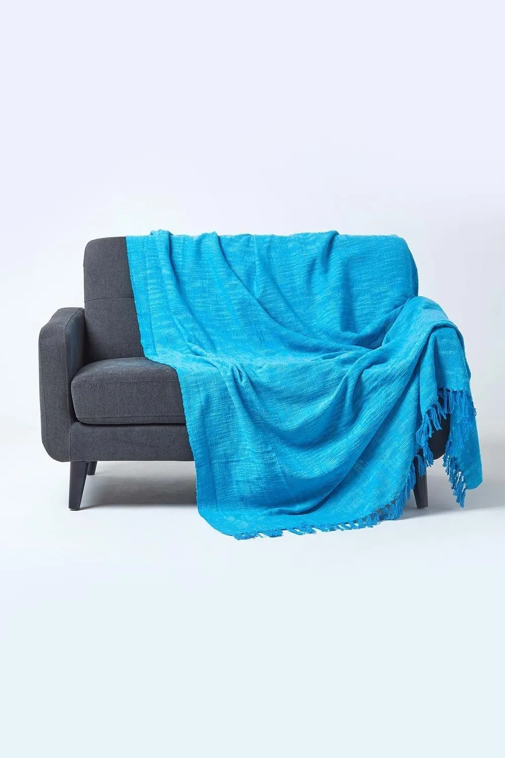 Homescapes Nirvana Slub Cotton Throw in Teal