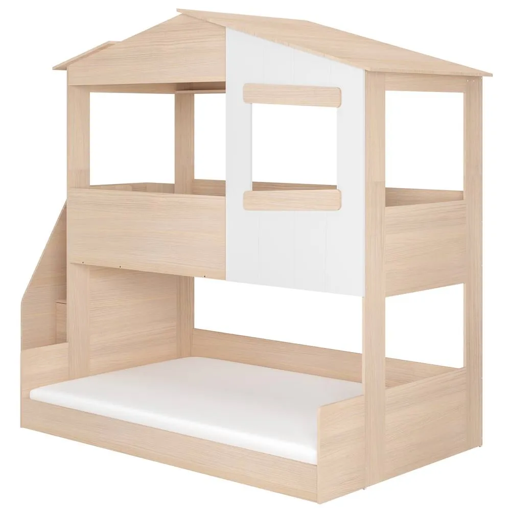 Flair Dreamland House Triple Bunk Bed with Staircase in Light Oak 5