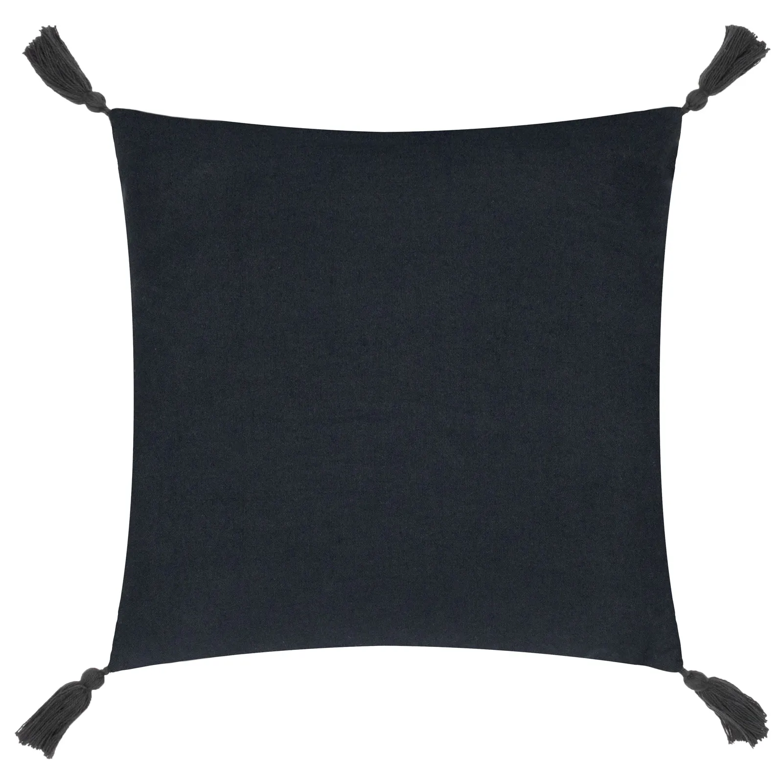 Yard Larch Woven Tasselled Cushion in Black 3