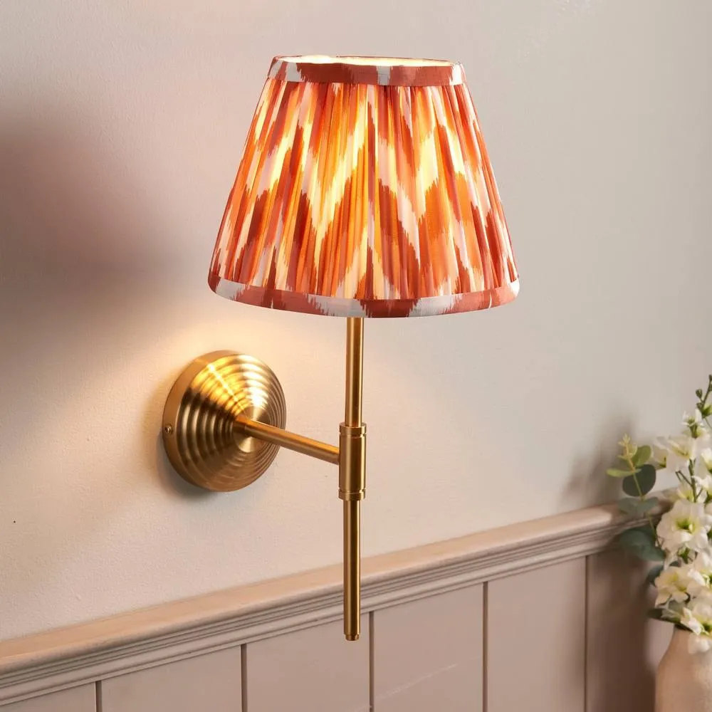 Netlighting Obelisk T Bar Wall Light Orange Fabric Zigzag Shade 20cm B22 2
