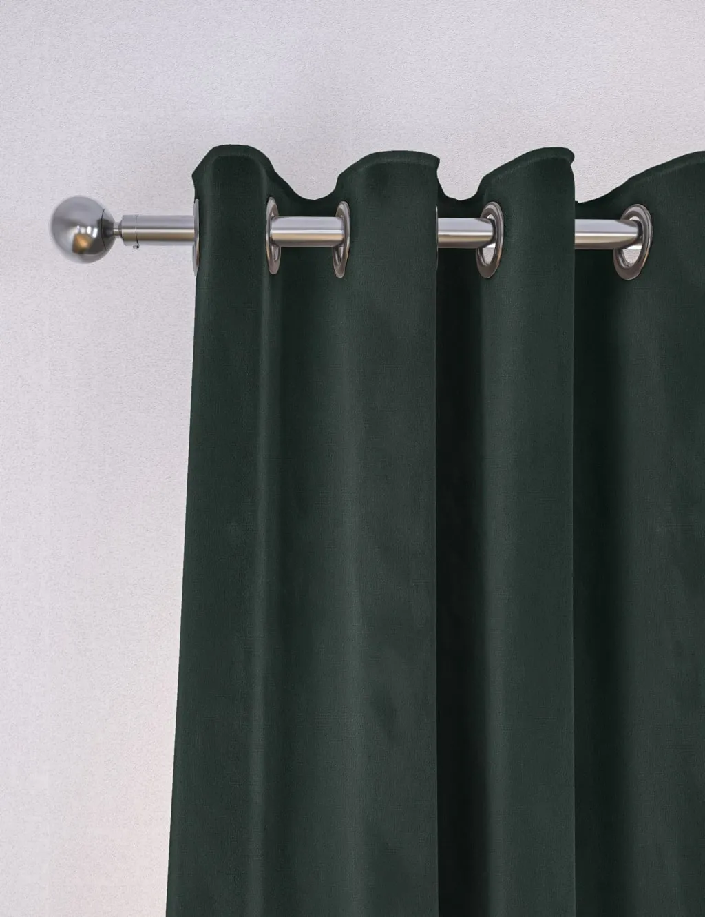 M&S Velvet Eyelet Curtains Forest Green