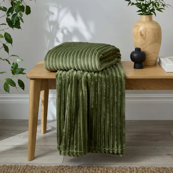 Ribbed Fleece Throw Blanket 200cm x 200cm 1