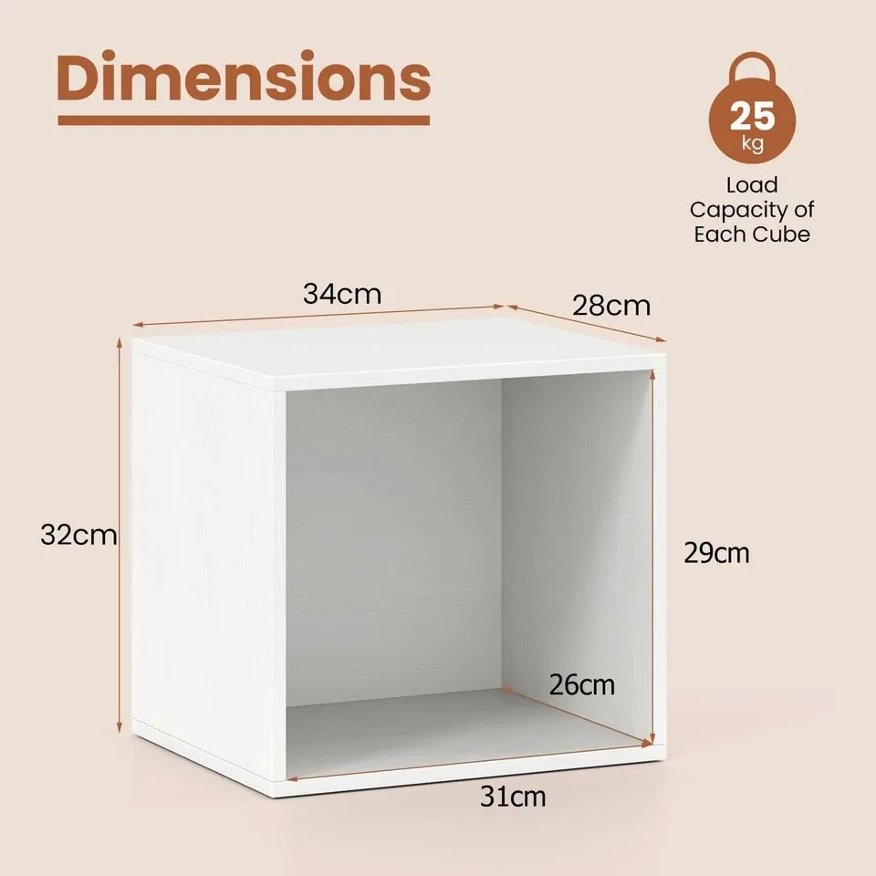 Costway Cube Storage Organizer Stackable Open Book Shelf for Small Space White 3