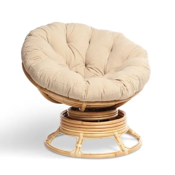 Desser Papasan Rattan Rocking Chair with Boucle Cushion 3