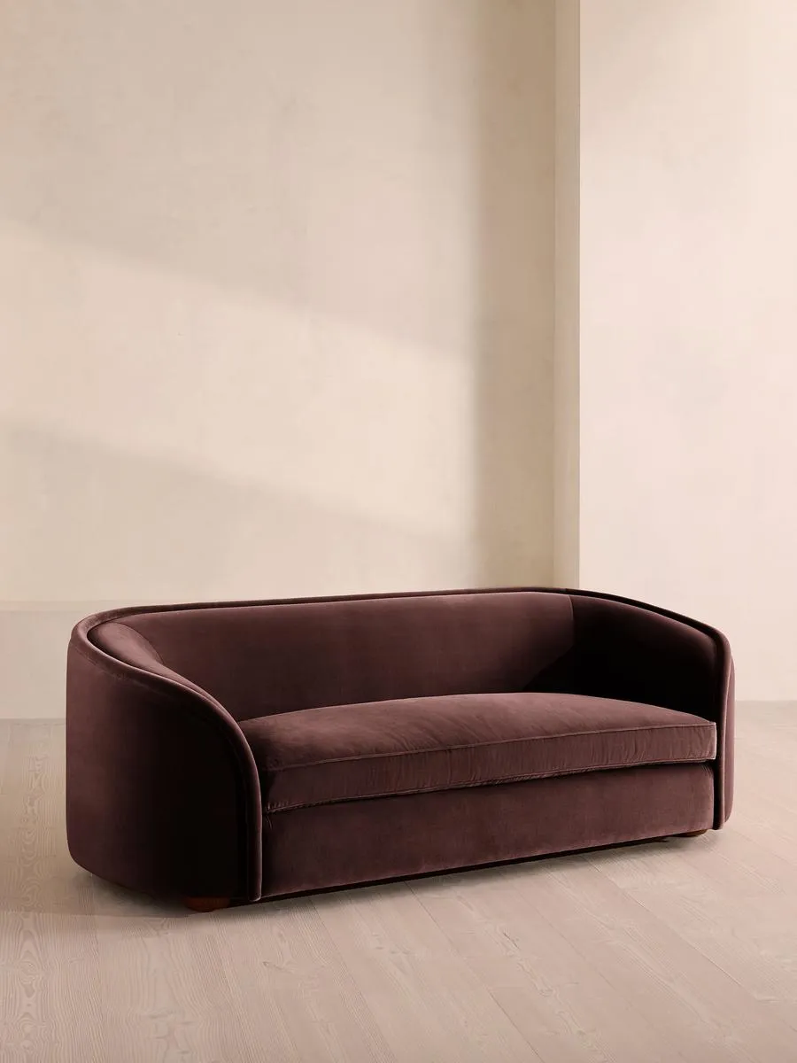 Conall Three Seater Sofa, Velvet, Aubergine