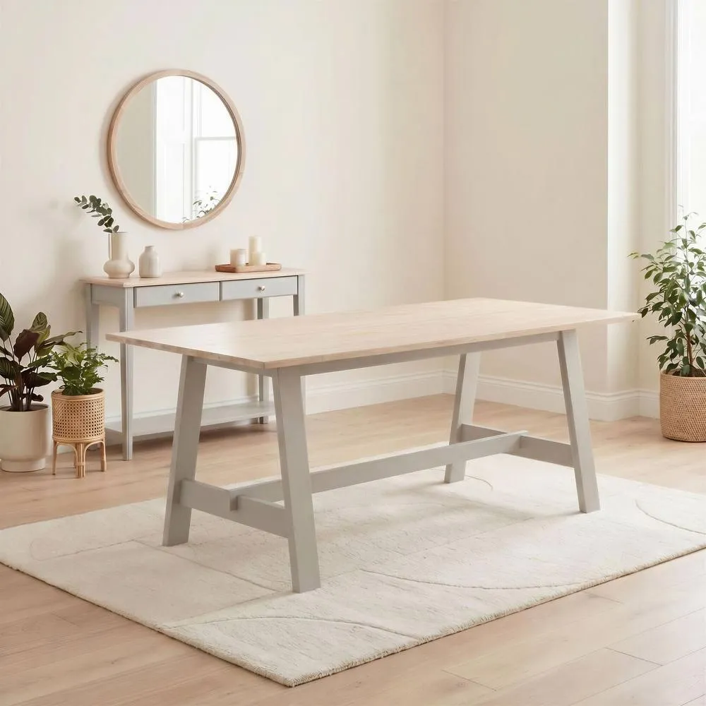 FurnitureboxUK Blakeney Wood Dining Table & 2 Benches in Off-White 2