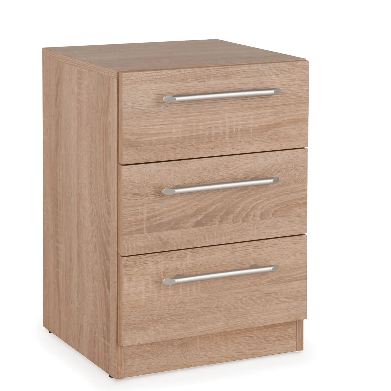 Holborn 3 Drawer Bedside Table, Light Wood