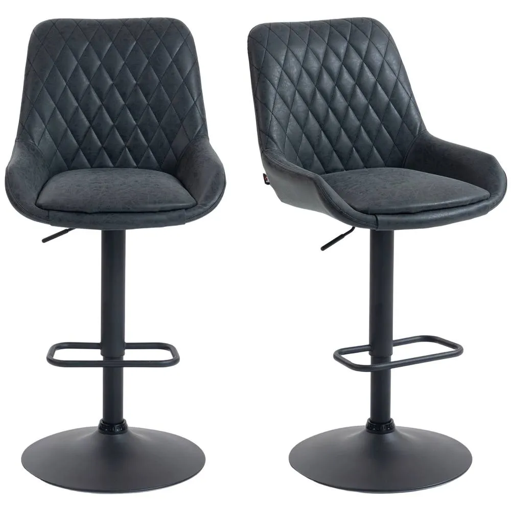 HOMCOM Bar Stools Set of 2, Adjustable Bar Chairs 360 Degree Swivel in Black 2