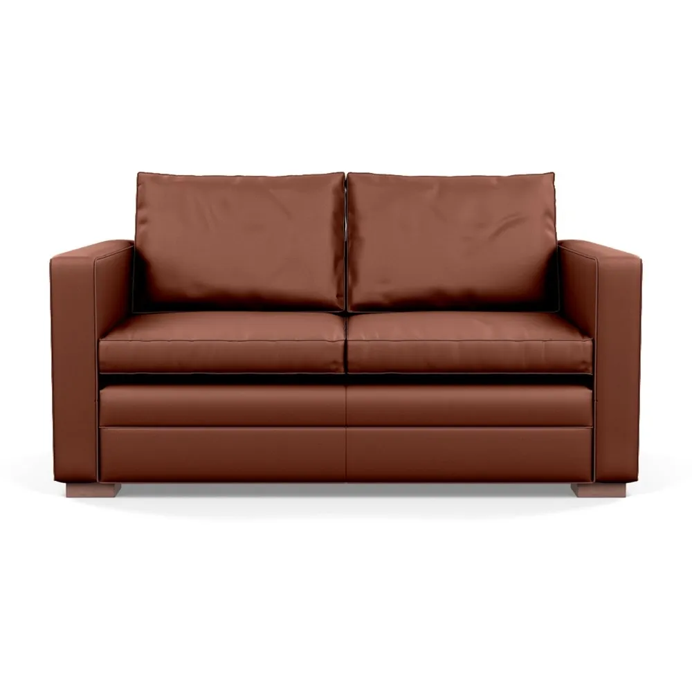 Heal's Palermo 2 Seater Sofa Leather Grain Dark Brown 068 Walnut Feet 1
