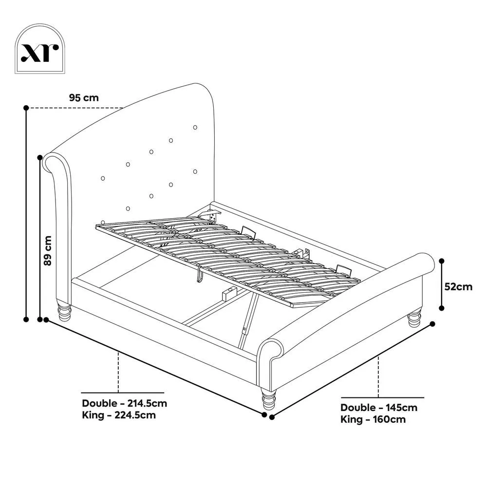 X Rocker Camille Upholstered Shadow Ottoman King Sleigh Bed - Grey 6