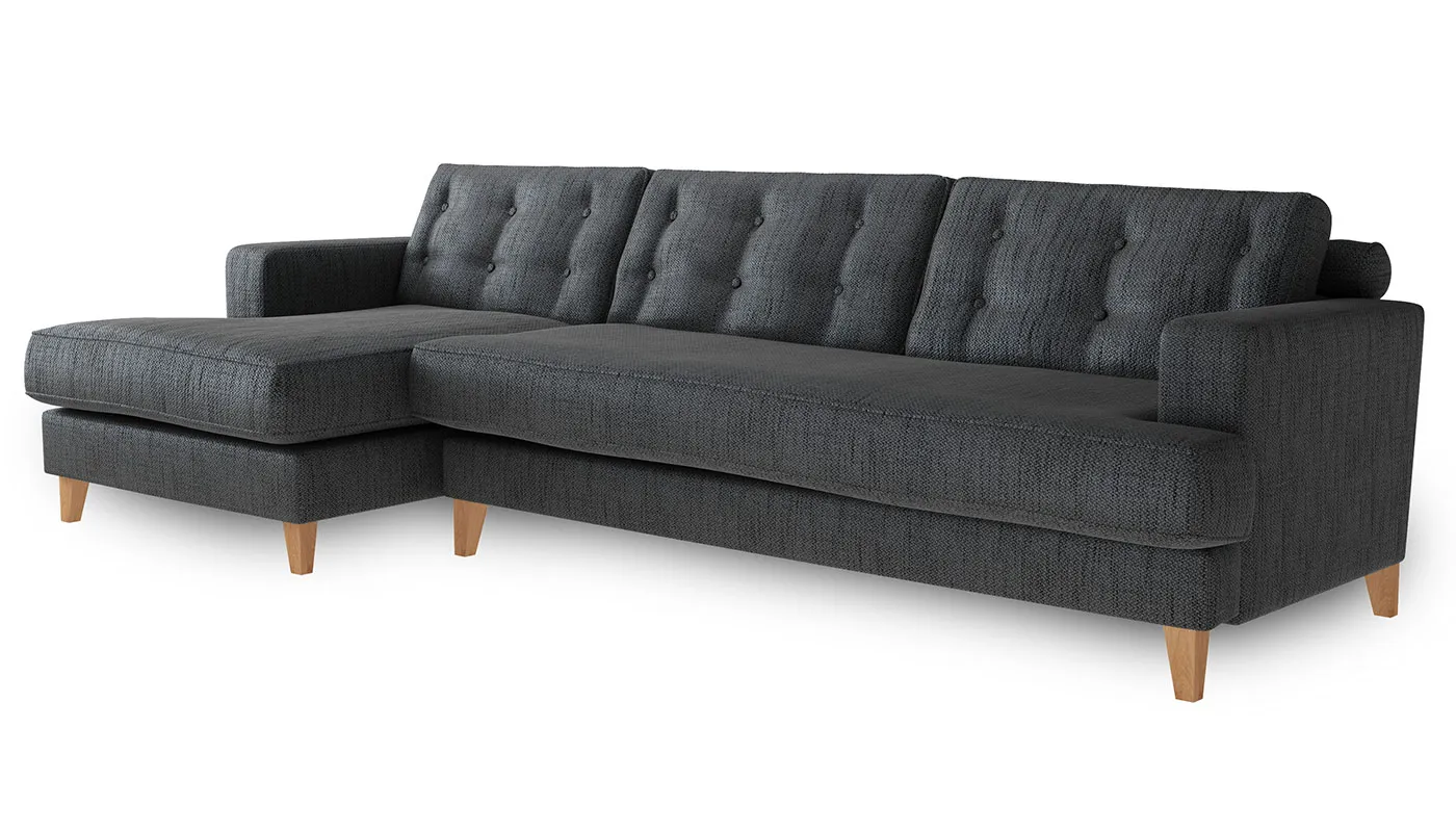 Heal's Mistral Left Hand Corner Sofa Texture Soot Natural Feet