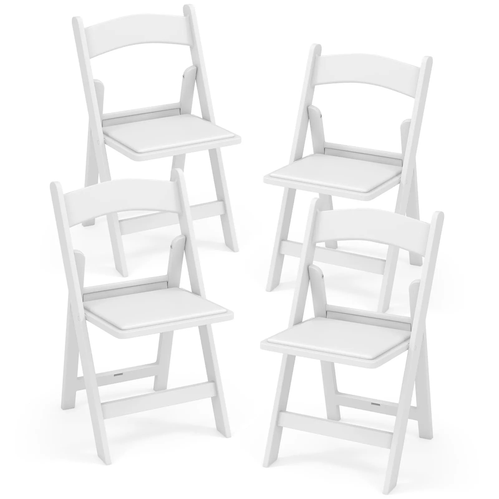 Costway 4 Pack Folding Chairs Dining Chair Set w/ Padded Seat & Back in White