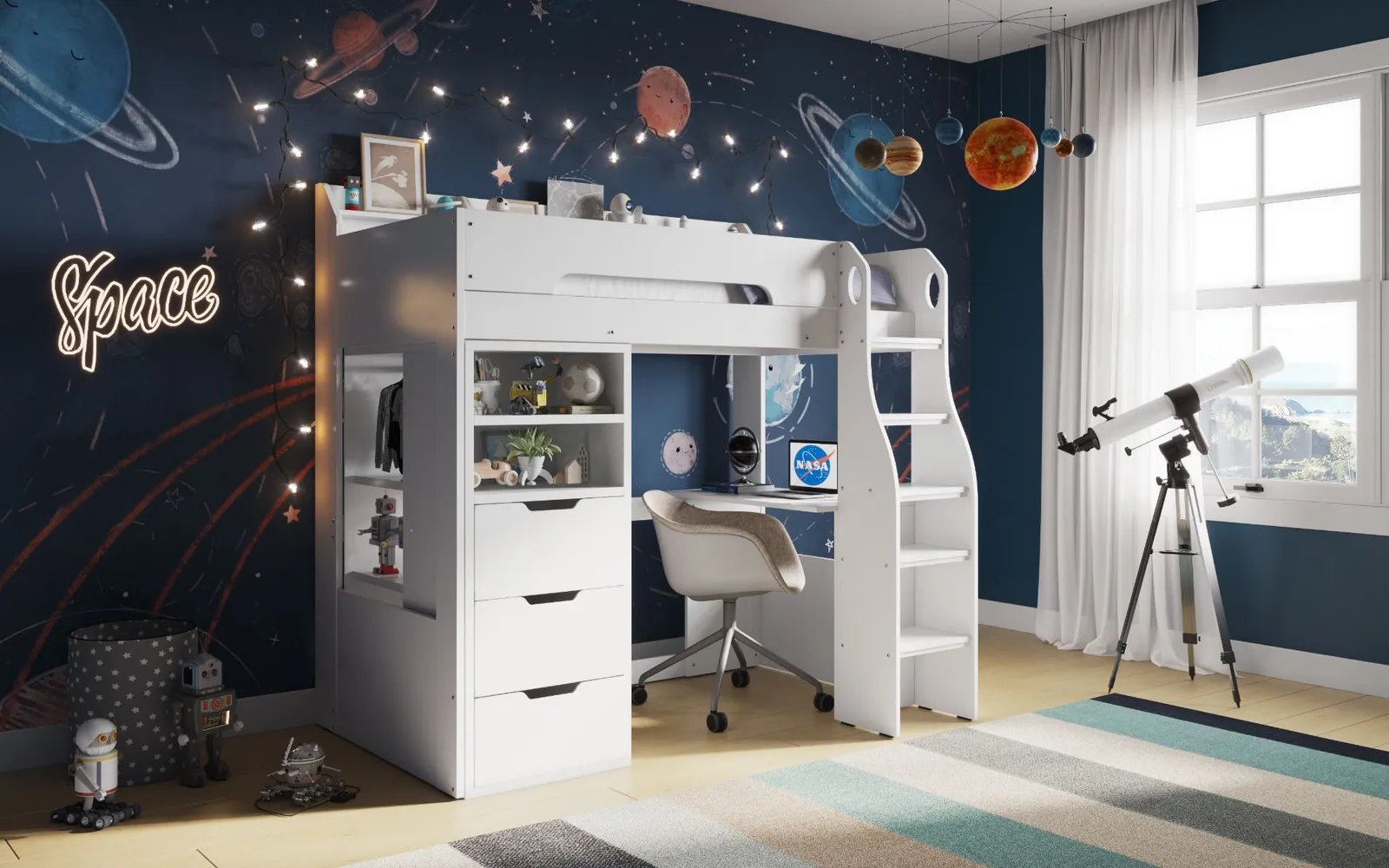 Flair Cosmic Storage Sleeper Bed in White 5