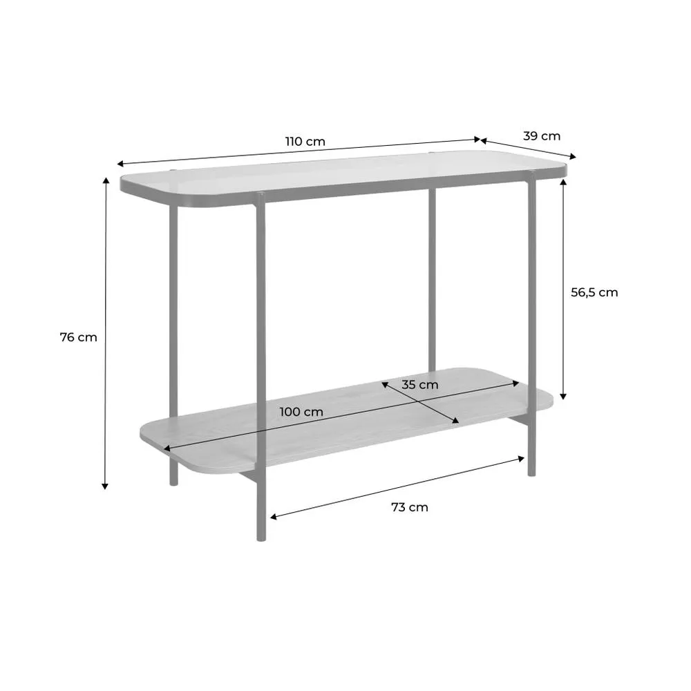 sweeek 110cm Vintage Console With Black Metal & Wood Effcet in Light Brown 6