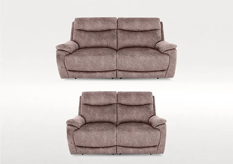 Sloane 3 and 2 Seater Fabric Power Recliner Sofa Set - Marble Charcoal Grey