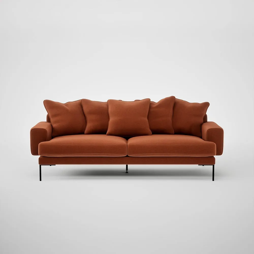 Heal's Torrington 4 Str Sofa Cotton Velvet Russet Black Feet 1