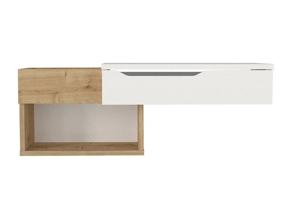 Vente-unique Wall-Mounted Console Table With 1 Drawer & 2 Niches - Natural and in Light Oak 2