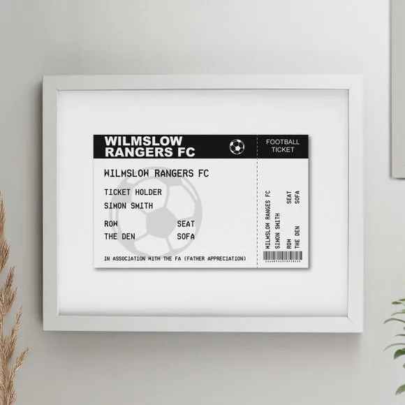 Personalised Football Ticket Poster Frame
