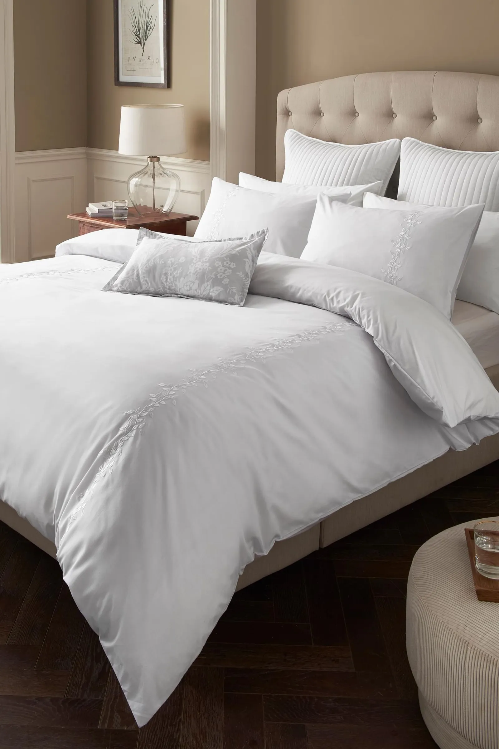 Samantha Faiers Home 'Alice' Embroidery Polycotton Duvet Cover Set in White