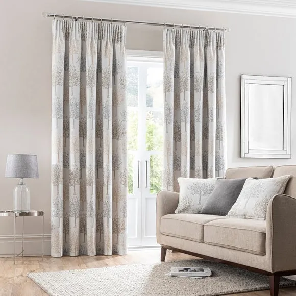 Jacquard Trees Pencil Pleat Curtains 2