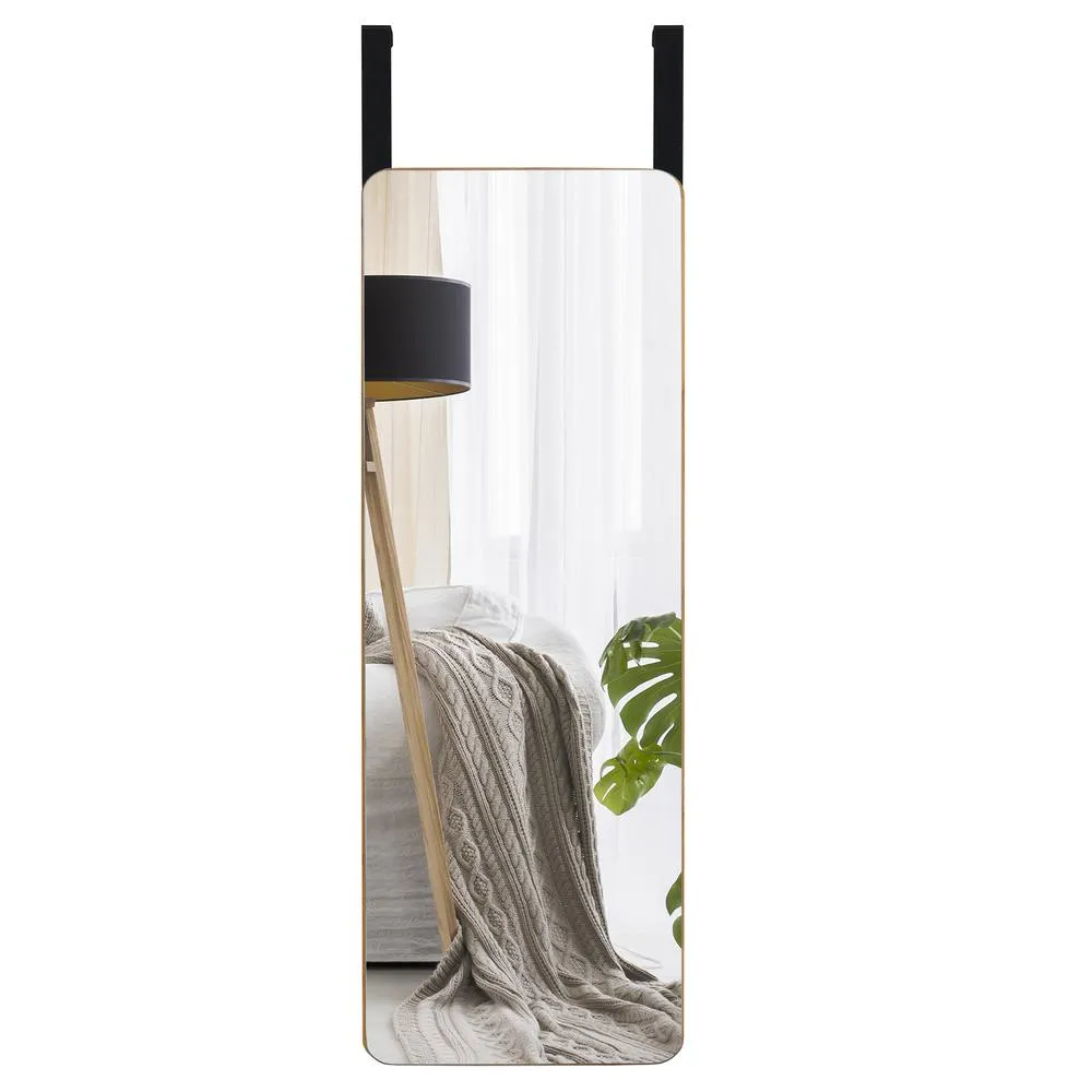 Costway Wall Mounted Mirror Over The Door Mirror w/ Hook Full Length Mirror in Natural