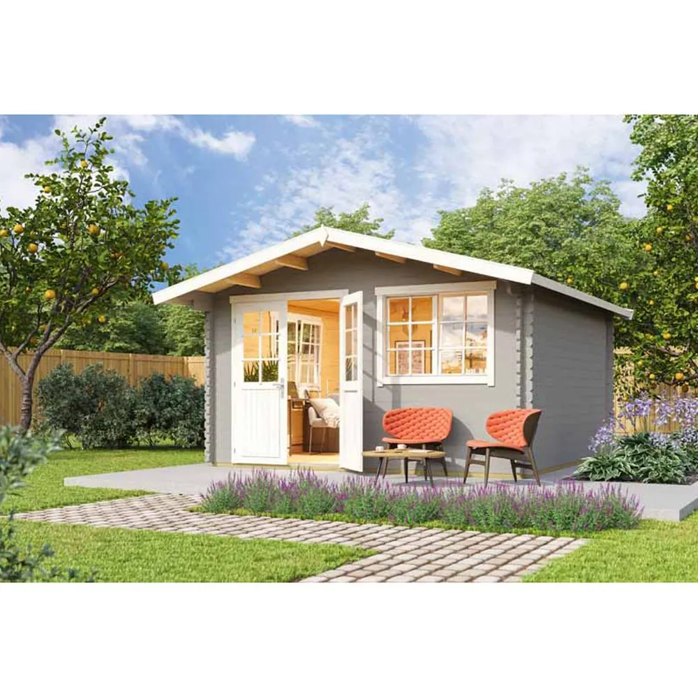 Lasita Maja Ltd Norderney 3-Log Cabin, Garden Room, Home Office - L444.6xW480xH256.5cm in Light Oak 3
