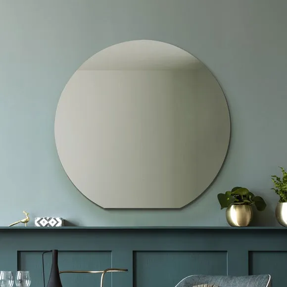 Circulus Frameless Round Overmantel Wall Mirror