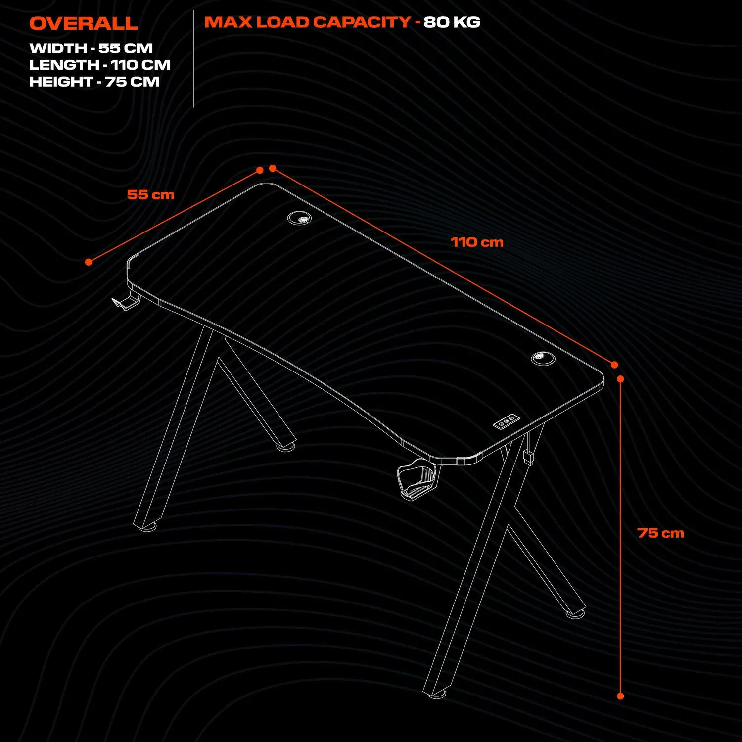 X Rocker Lumio LED Gaming Desk, Mousepad, Cupholder & Headphone Hook in Black 6