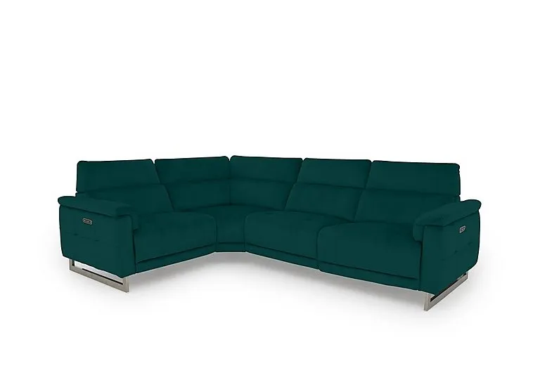 Moet Fabric Power Recliner Left Hand Facing Corner Sofa with Telescopic Headrests - Opulence Teal