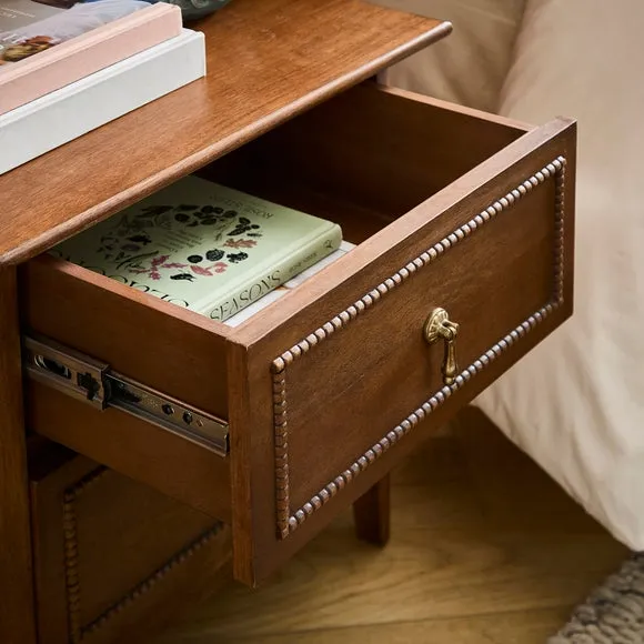 Ettie Beaded 2 Drawer Bedside Table, Mango Wood 3