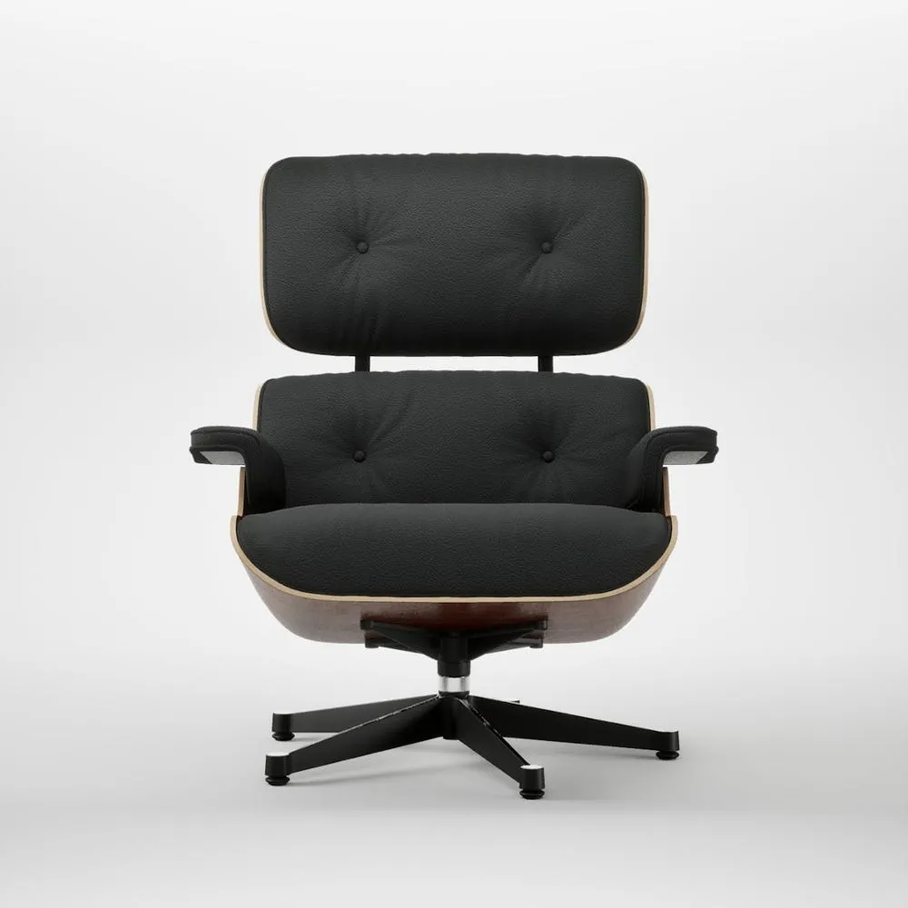 Vitra Eames Lounge Chair Santos Palisander Contemporary Dimensions Nero Polished Black 2