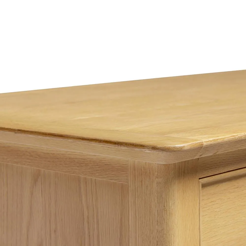FurnitureboxUK Belle 2 Drawer Rectangular Solid Oak Wood Coffee Table in Light Brown 5